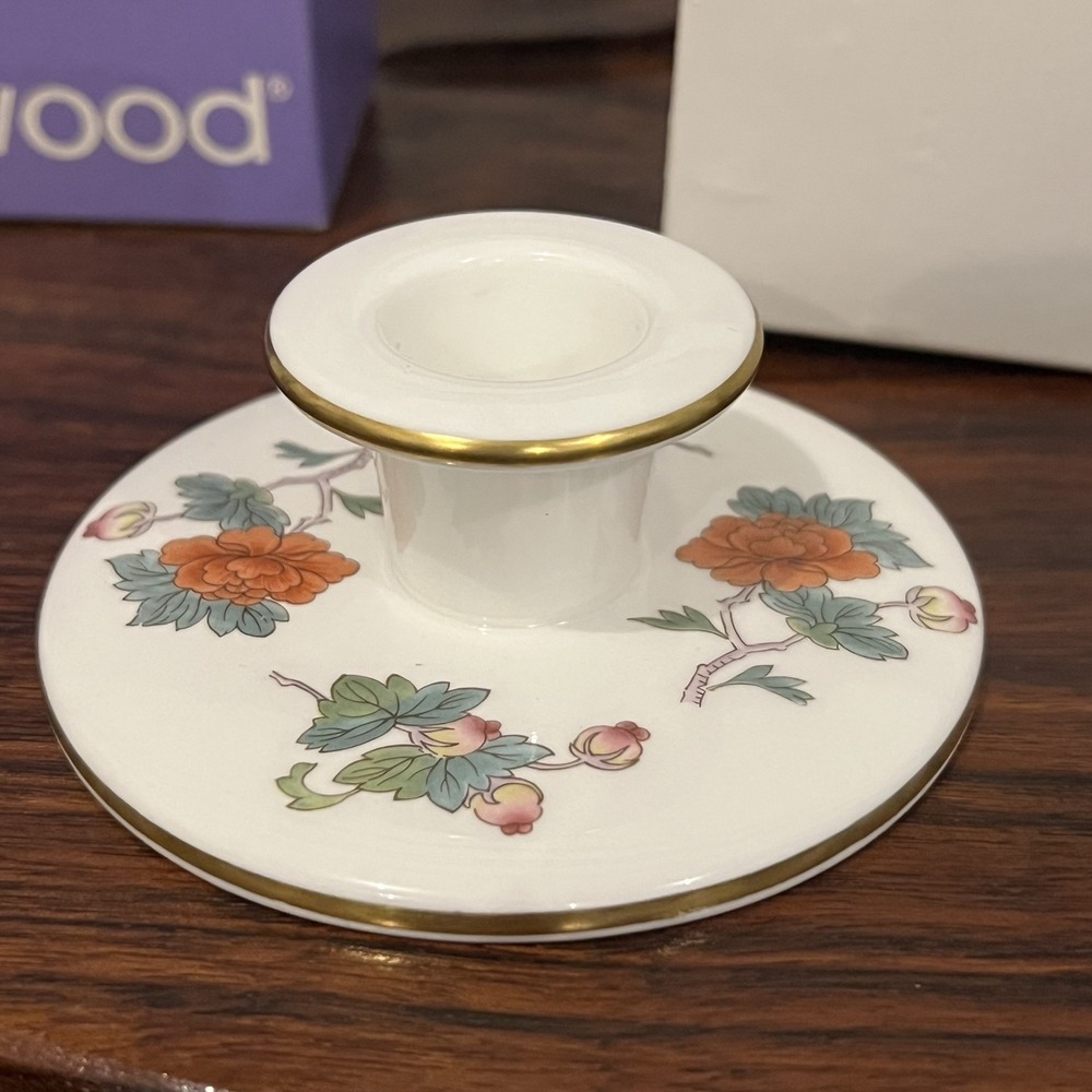 Vintage Wedgwood Kutani Crane Candle Stick Holder In Original Box